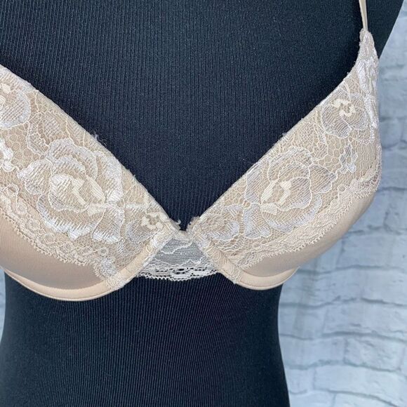 Maidenform women 34C beige push up underwire bra w/lace & adjustable straps - Picture 2 of 7